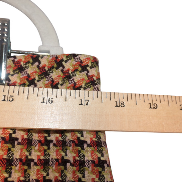 Ann Taylor Loft Mini Skirt Womens 14 Brown Houndstooth Tweed Wool Blend Lined - Picture 6 of 10